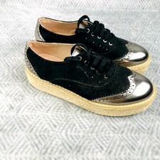 Girl Hood M-57 Chaussures Plateforme Femme 38 Noir Argent Oxford Brogues Corde