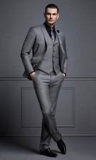 Costume De Mariage Pour Homme Gris Designer (Veste + Gilet + Pantalon)