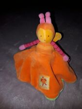 Dp1/ Doudou Semi Plat Rond Réversible  Abeille Louna Orange Vert Moulin Roty Tbe