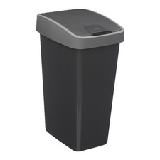 Poubelle de Cuisine "2 Ouvertures" 25L Gris & Noir