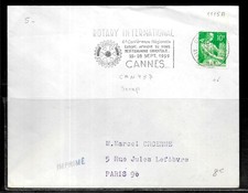 F71-MOISSONNEUSE SUR LETTRE DE CANNES Ppal DU 23/09/59-ROTARY INTERNATIONAL.....