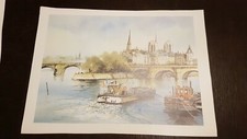  aquarelle signée MORLAINE Lithographie NOTRE DAME DE PARIS 
