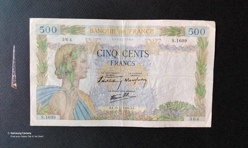 Billet banque 500fr - billet,