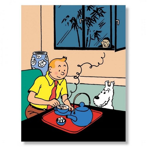 Poster tintin having tea - tintin,