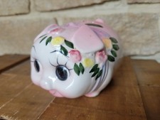 PETITE TIRELIRE CÉRAMIQUE COCHON FLEUR FLEURI VINTAGE  