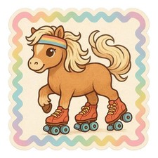 Poney Shetland sur patins à