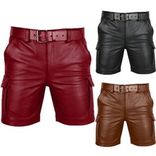 Short en cuir PU pour homme