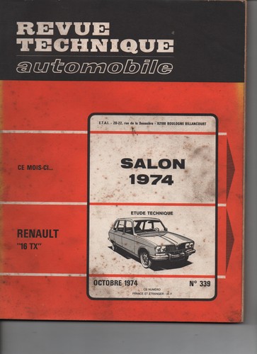 Revue technique auto rta 1974 - revue,