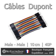 40x Cables Dupont 10cm Male/Male pour BreadBoard Arduino, Raspberry Pi
