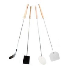 Trousse Four A Bois 4 Pièces Acier INOX avec Poignée en Bois Pour Fours Pizzeria