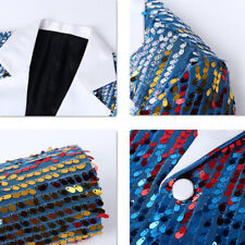 Hommes Paillette Brillant Sequin Smoking Veste Queue de Pie Suit Manteau Scène