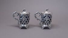 LOT DE 2 MOUTARDIERS ARGENT MINERVE 950 EXCELLENT ETAT STYLE LOUIS XVI