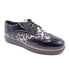 Derbies Richelieu Chaussures Femme Shoes - 37 et 38  - Noir Gris Vernis Confort
