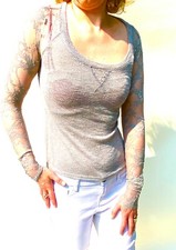 CANDIES  GREY KNIT TUNIC/BLOUSE/LIGHT WT LONG SLEEVE WOMENS XS TOP WITH LACE