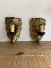 Paire D’Appliques Murales en Laiton Avec Main Coin Billard Ancien Vintage