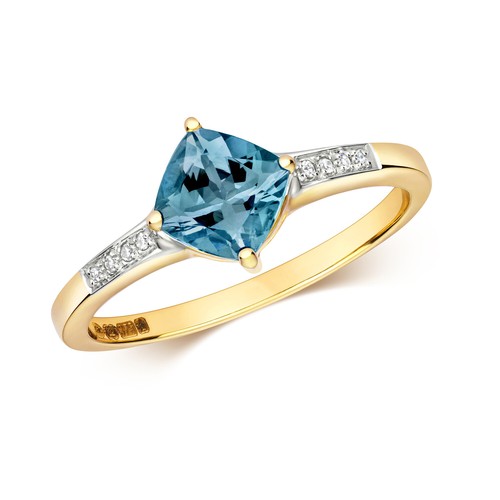 Bague véritable topaze bleue
