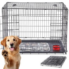 AREBOS Cage de transport pour chiens Cage de transport pour chiens pliable Noir