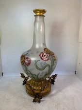 ANCIEN VASE EN BRONZE ET VERRE