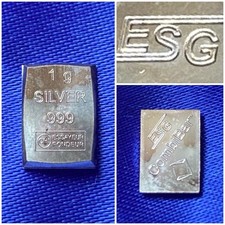 Bullion Fine Silver bar Lingot argent Pur 1g 999 ESG  Suisse 99.9% Swiss Made