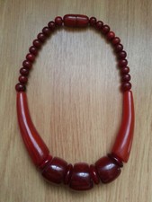SUPERBE ancien BIJOU COLLIER en BAKELITE ? rouge CHERRY AMBER *TTBE*