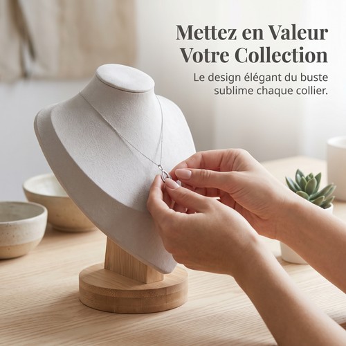Buste support collier bois - support, en