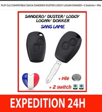 Coque de Cle Plip compatible Modus/clio3/Kangoo2 / 2 boutons + 2 Switchs + Pile