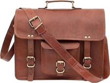 Sac mallette marron homme épaule vintage cuir véritable ordinateur portable m...