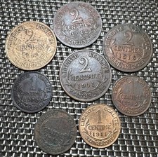 JOLI LOT DE 8 PIECES DE 1 et 2 CENTIMES DUPUIS (1328)