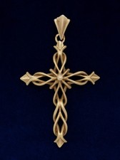 Croix ancienne pendentif ancien art nouveau or jaune 18 carats 750 18K