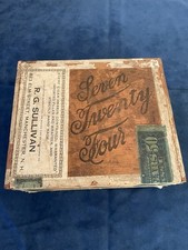 Ancienne boîte cigare bois Seven Inventy Four