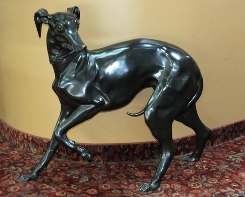 Bronze greyhound dog sculpture - dog,