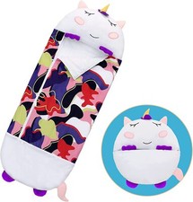 Sac De Couchage Licorne Multicolore 137×50 Cm Avec Coussin Pour Enfants