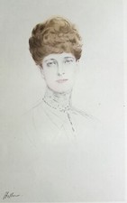 Paul-César HELLEU : La Reine Alexandra,  GRAVURE signée, 1913