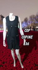Cop Copine Taille 36  superbe gilet sans manches noir femme coton mélangé