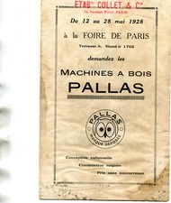 Livret Machines Bois PALLAS Ets Collet 14 Passage Piver Foire de PARIS en 1928
