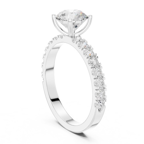 Bague ronde diamant - bague, en