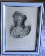 Portrait dans son cadre de Mme de LAMBALLE  amie de MARIE ANTOINETTE -19ème