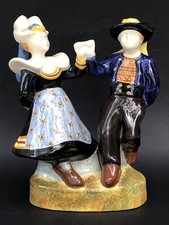 Superbe ancienne FIGURINE COUPLE DANSEURS FAIENCE signée TIN AR GALL HB QUIMPER
