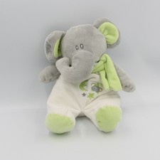 Doudou éléphant gris blanc