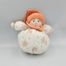 Doudou boule musical poupée lutin blanc orange vert motifs MOULIN ROTY - 35224