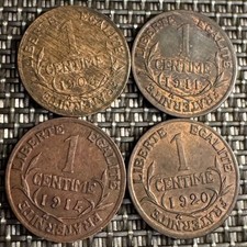 LOT DE 4 PIECES DE 1  CENTIME