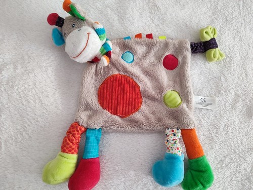 Doudou plat girafe gris - girafe, orange