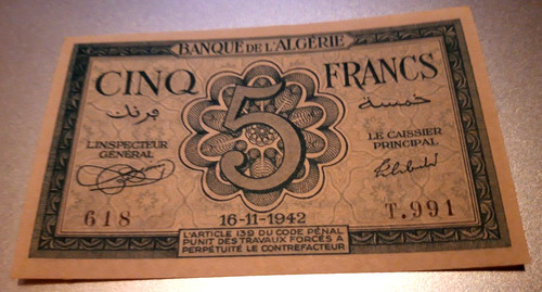 Algerie francs 1942 neuf - francs,