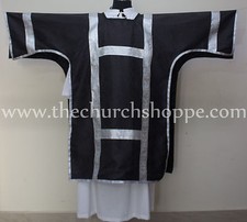 Chasuble Dalmatique Noire Avec Étole De Diacre Et Maniple Doublé