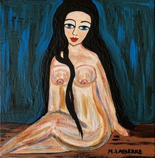 Tableau Peinture Acrylique Sur Toile Nu Féminin Signé