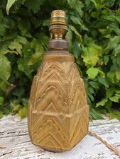 Pied de Lampe verre pressé moulé signé CLA Art Déco Décor Géométrique Bauhaus 