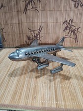 Ancien Avion Déco En Fer Argentée  Vintage Déco Vitrine Année 70's 