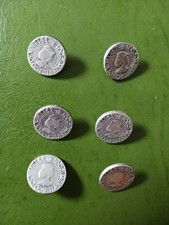 Lot de 6 boutons anciens en métal argenté Ø 17mm  