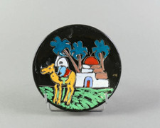 Petite assiette céramique noire chameau Tunisie, Afrique du Nord, Nabeul déco