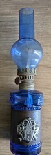 Mini lampe à Pétrole en verre bleu Made In Hong Kong 